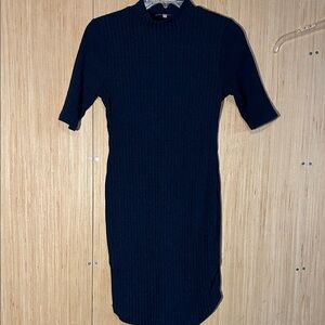 Charlotte Russe Navy Ribbed Midi Dress